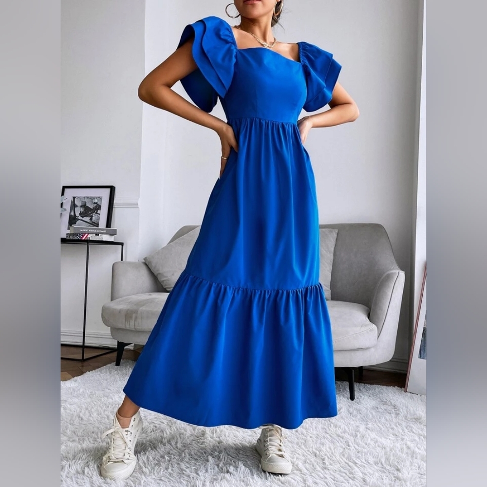 Layered sleeve ruffle dress